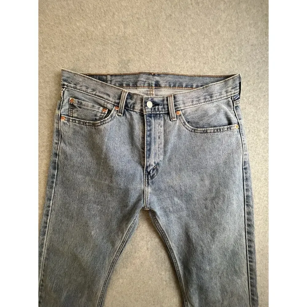 Levi's 505 Men's Light Wash Blue Denim Straight Jeans Size 35 x 30 Regular Fit